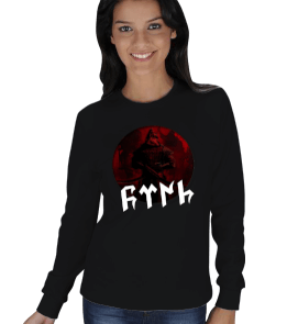 GÖKTÜRKÇE TÜRK YAZILI VE KÜRŞAD BASKILI KADIN SWEATSHIRT