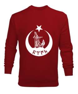 Göktürk,Göktürk logosu,Türkiye. Kırmızı Erkek Sweatshirt