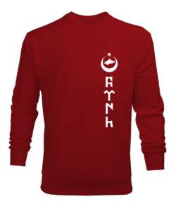 Göktürk,Göktürk logosu,Türkiye. Kırmızı Erkek Sweatshirt