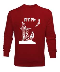 Göktürk,Göktürk logosu,Türkiye. Kırmızı Erkek Sweatshirt