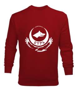 Göktürk,Göktürk logosu,Türkiye. Kırmızı Erkek Sweatshirt