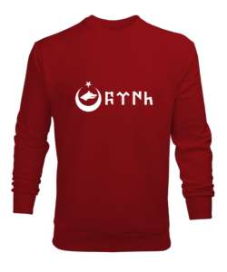 Göktürk,Göktürk logosu,Türkiye. Kırmızı Erkek Sweatshirt