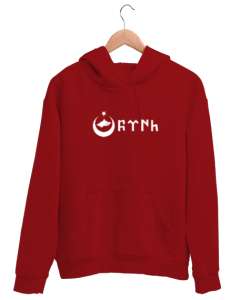 Göktürk,Göktürk logosu,Türkiye. Kırmızı Unisex Kapşonlu Sweatshirt