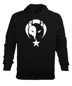 Göktürk,Göktürk logosu,Türkiye. Siyah Erkek Kapüşonlu Hoodie Sweatshirt