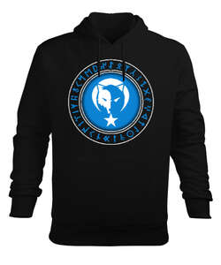 Göktürk,Göktürk logosu,Türkiye. Siyah Erkek Kapüşonlu Hoodie Sweatshirt