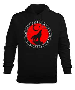 Göktürk,Göktürk logosu,Türkiye. Siyah Erkek Kapüşonlu Hoodie Sweatshirt