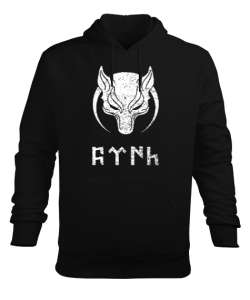 Göktürk,Göktürk logosu,Türkiye. Siyah Erkek Kapüşonlu Hoodie Sweatshirt