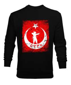 Göktürk,Göktürk logosu,Türkiye. Siyah Erkek Sweatshirt