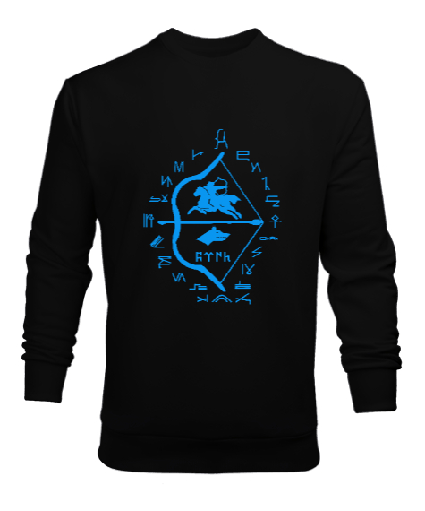 Tisho - Göktürk,Göktürk logosu,Türkiye. Siyah Erkek Sweatshirt