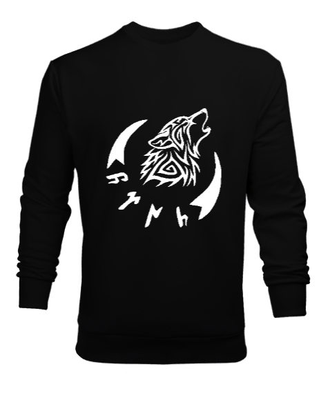 Tisho - Göktürk,Göktürk logosu,Türkiye. Siyah Erkek Sweatshirt