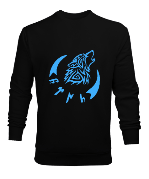 Tisho - Göktürk,Göktürk logosu,Türkiye. Siyah Erkek Sweatshirt