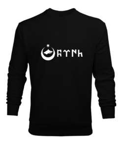 Göktürk,Göktürk logosu,Türkiye. Siyah Erkek Sweatshirt