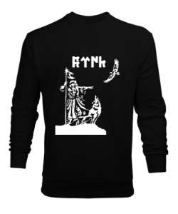 Göktürk,Göktürk logosu,Türkiye. Siyah Erkek Sweatshirt