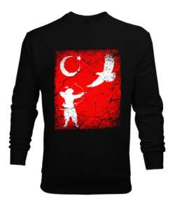 Göktürk,Göktürk logosu,Türkiye. Siyah Erkek Sweatshirt