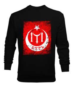 Göktürk,Göktürk logosu,Türkiye. Siyah Erkek Sweatshirt