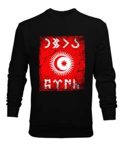 Göktürk,Göktürk logosu,Türkiye. Siyah Erkek Sweatshirt