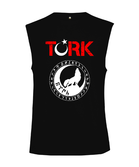 Göktürk,Göktürk logosu,Türkiye. Siyah Kesik Kol Unisex Tişört