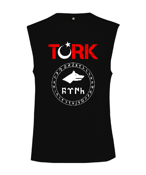 Göktürk,Göktürk logosu,Türkiye. Siyah Kesik Kol Unisex Tişört