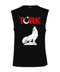 Göktürk,Göktürk logosu,Türkiye. Siyah Kesik Kol Unisex Tişört