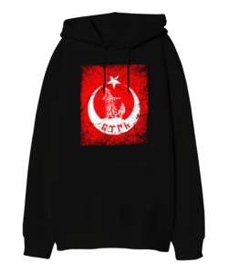 Göktürk,Göktürk logosu,Türkiye. Siyah Oversize Unisex Kapüşonlu Sweatshirt