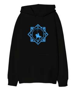 Göktürk,Göktürk logosu,Türkiye. Siyah Oversize Unisex Kapüşonlu Sweatshirt