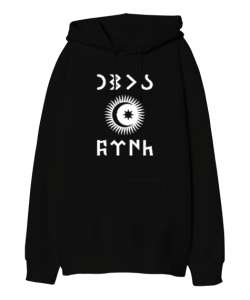 Göktürk,Göktürk logosu,Türkiye. Siyah Oversize Unisex Kapüşonlu Sweatshirt