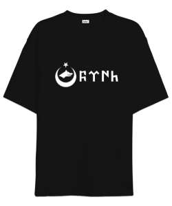 Göktürk,Göktürk logosu,Türkiye. Siyah Oversize Unisex Tişört