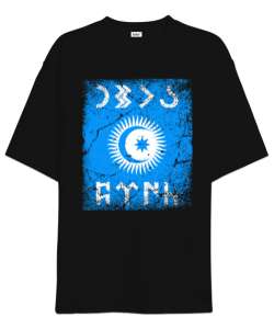 Göktürk,Göktürk logosu,Türkiye. Siyah Oversize Unisex Tişört