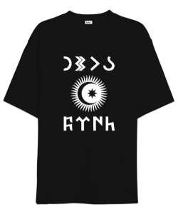 Göktürk,Göktürk logosu,Türkiye. Siyah Oversize Unisex Tişört