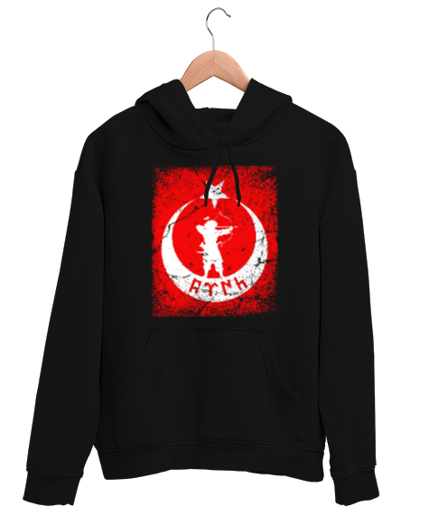 Tisho - Göktürk,Göktürk logosu,Türkiye. Siyah Unisex Kapşonlu Sweatshirt