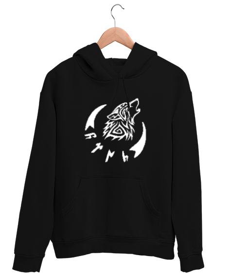 Tisho - Göktürk,Göktürk logosu,Türkiye. Siyah Unisex Kapşonlu Sweatshirt