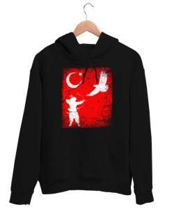 Göktürk,Göktürk logosu,Türkiye. Siyah Unisex Kapşonlu Sweatshirt