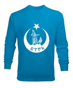 Göktürk,Göktürk logosu,Türkiye. Turkuaz Erkek Sweatshirt