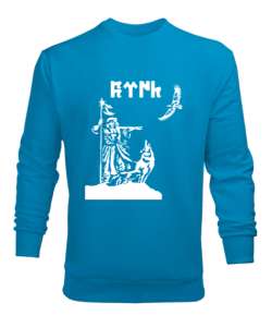 Göktürk,Göktürk logosu,Türkiye. Turkuaz Erkek Sweatshirt