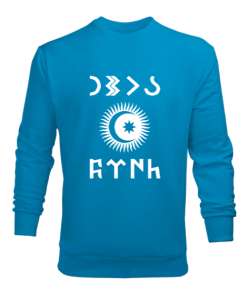 Göktürk,Göktürk logosu,Türkiye. Turkuaz Erkek Sweatshirt