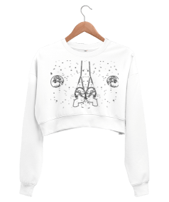 Gökyüzü Kadın Crop Sweatshirt