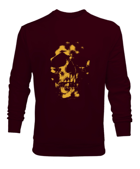 Tisho - Gold Skull - Altın Kafatası Bordo Erkek Sweatshirt