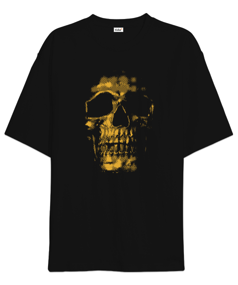 Tisho - Gold Skull - Altın Kafatası Siyah Oversize Unisex Tişört