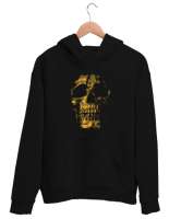 Gold Skull - Altın Kafatası Siyah Unisex Kapşonlu Sweatshirt - Thumbnail