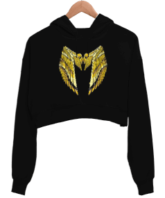 Gold Wings Kadın Crop Hoodie Kapüşonlu Sweatshirt