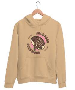 Good food good mood Camel Unisex Kapşonlu Sweatshirt