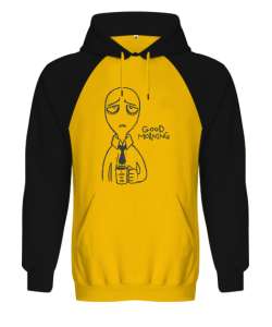 Good Morning - Günaydın Sarı/Siyah Orjinal Reglan Hoodie Unisex Sweatshirt