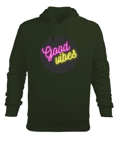 Good Vibes Erkek Kapüşonlu Hoodie Sweatshirt