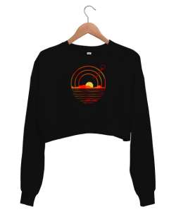 Good Vibes - Güzel Hisler Siyah Kadın Crop Sweatshirt