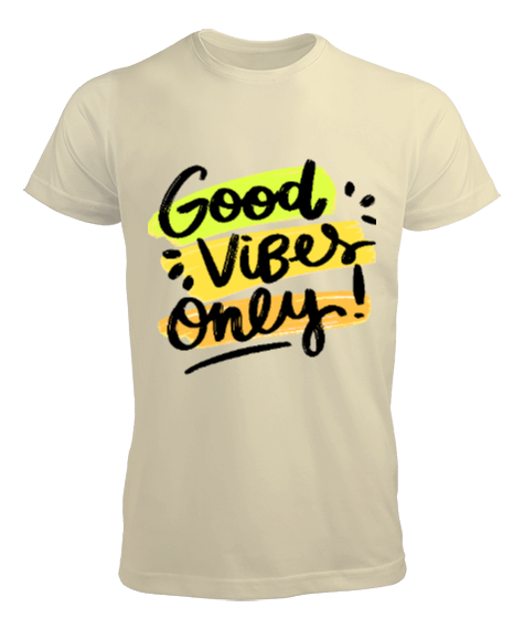 Good Vibes Only Baskılı Krem Erkek Tişört