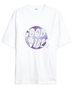 Good Vibes Tasarım Baskılı Oversize Unisex Tişört