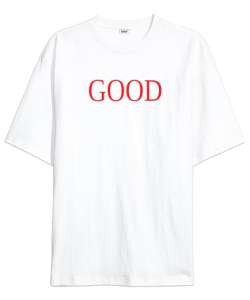 GOOD Yazılı Beyaz Oversize Unisex Tişört