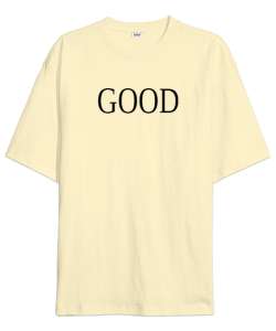 GOOD Yazılı Krem Oversize Unisex Tişört