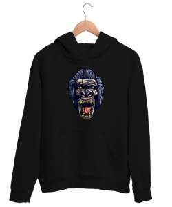 Goril Kafası - Gorilla Siyah Unisex Kapşonlu Sweatshirt