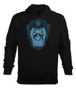 Gorilla - Goril Kafası Siyah Erkek Kapüşonlu Hoodie Sweatshirt